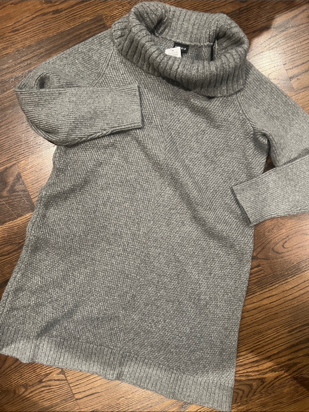 torrid Gray Ribbed Cowl Neck Sweater Dress